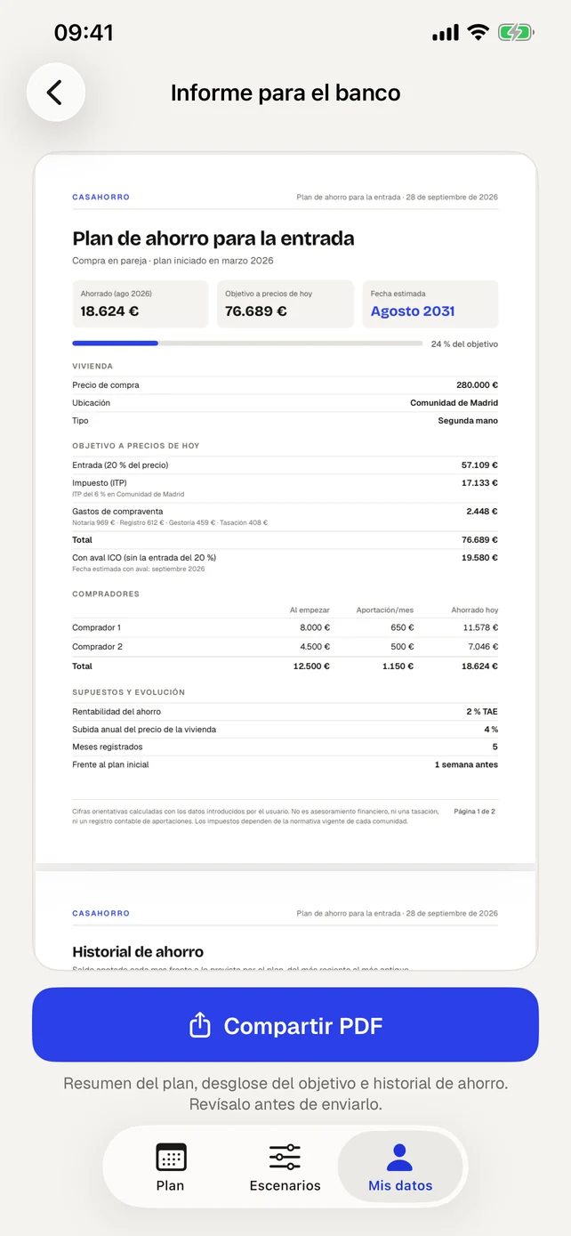 Informe PDF para el banco